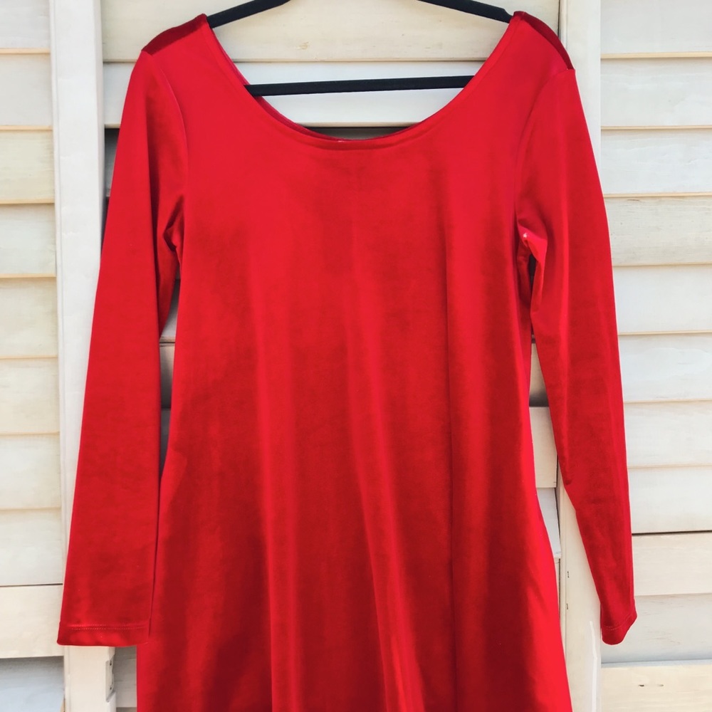 Crimson Velvet Copper Key Swing Dress